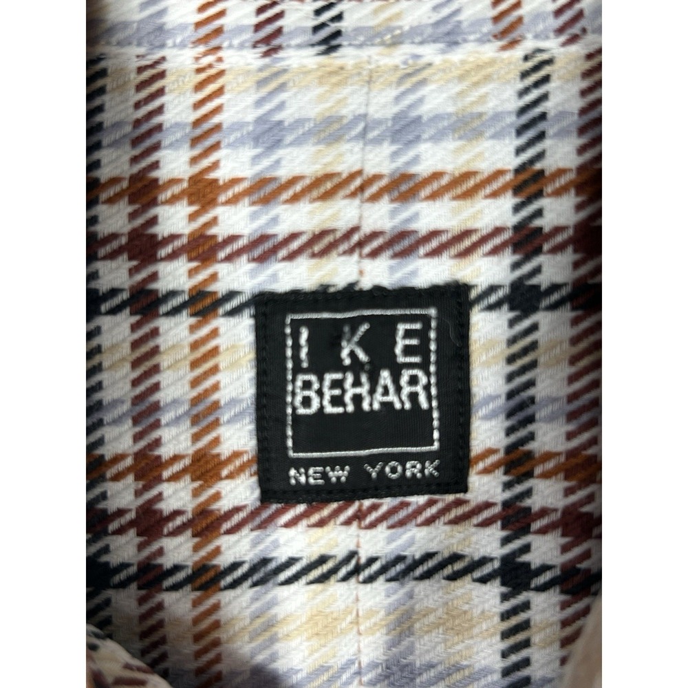 Ike Behar Blue and Brown Plaid Button Down Shirt